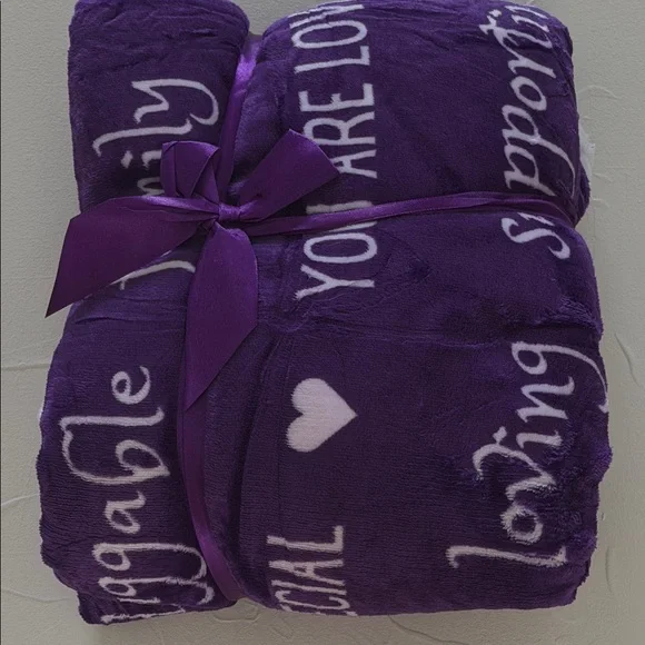 NWT Filo Estilo Purple Love You Mom Sherpa Blanket 50 X 60 - Picture 3 of 3